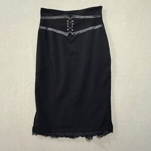 Worthington Dark Romantic Goth Black Lace Victorian Corset Feminine Skirt 6
